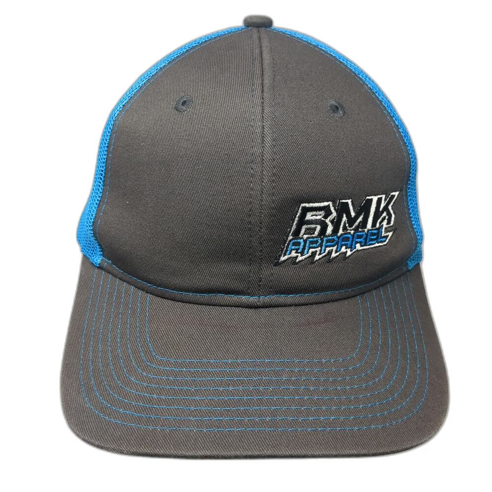 Port Authority Trucker Hat Gray Blue One Size Mesh Snapback Embroidered Logo